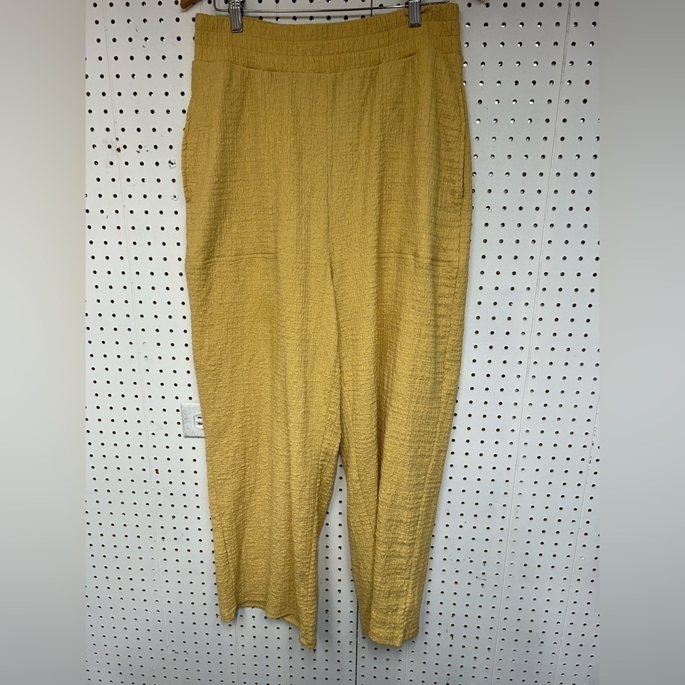 Free People Beach High Rise Yellow Textured Pants